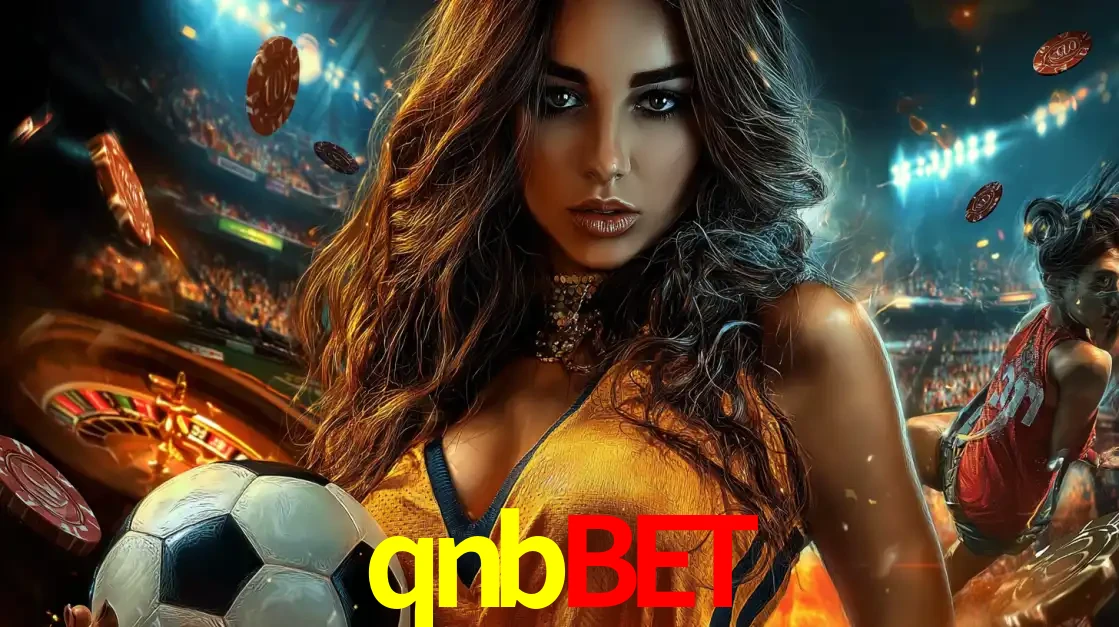 Mulher segurando uma bola de futebol em uma montagem que mistura a paixão esportiva com a emoção da roleta de cassino, tudo disponível na plataforma qnbbet.